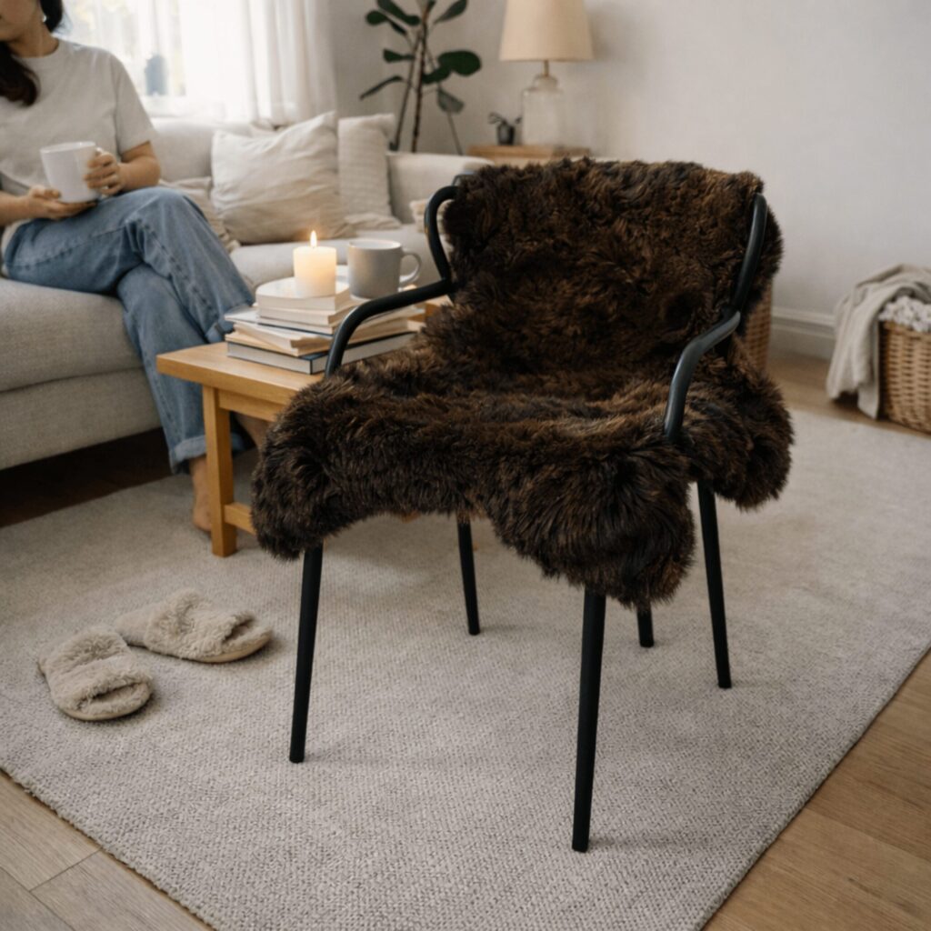 dark brown sheepskin